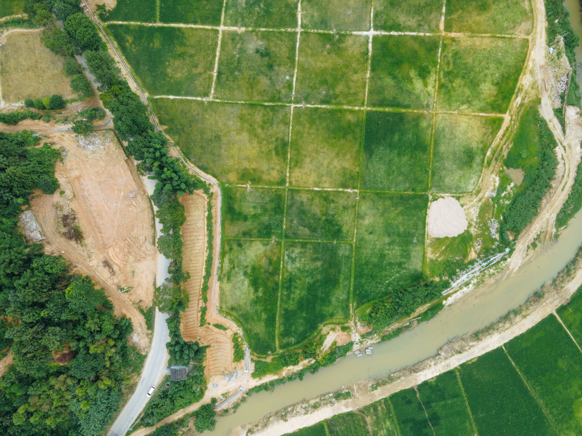 Aerial photography of agricultural fields